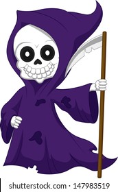 Cute cartoon grim reaper