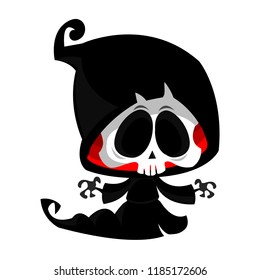 Cute cartoon grim reaper cartoon illustration for Halloween