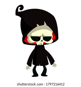 Cute cartoon grim reaper cartoon illustration for Halloween