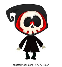 Cute cartoon grim reaper cartoon illustration for Halloween
