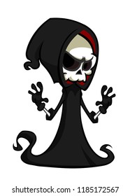 Cute cartoon grim reaper isolated on white. 