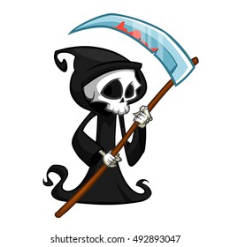 Cute Cartoon Grim Reaper Scythe Isolated Stock Vector (Royalty Free ...