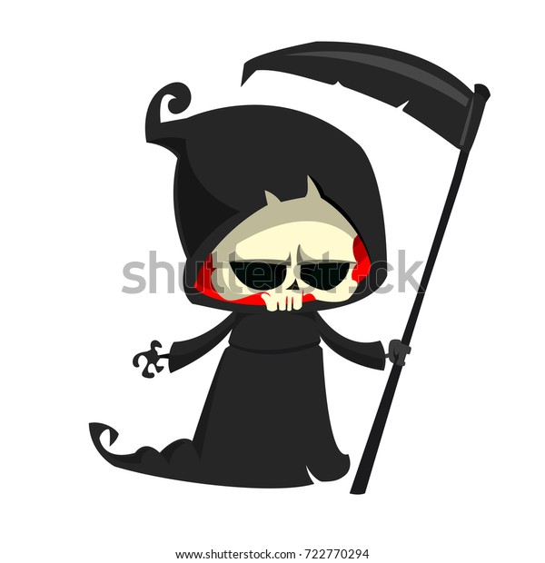 Cute Cartoon Grim Reaper Scythe Isolated Stock Vector Royalty Free 722770294 1395