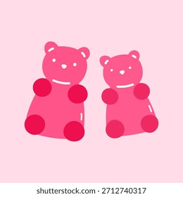Lindos osos de goma de dibujos animados. Vector ilustración dibujada a mano en un estilo plano. Perfecto para decoraciones, logotipo, menú, varios diseños. Caramelos de gelatina.
