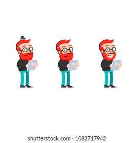 cute cartoon guy with beard and glasses
