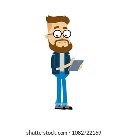 cute cartoon guy with beard and glasses
