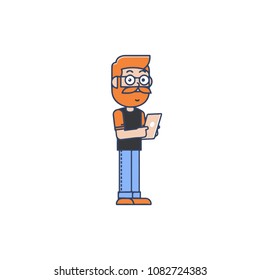 cute cartoon guy with beard and glasses
