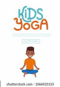 Cute cartoon gymnastics for children and healthy lifestyle sport illustration. Vector concept happy African kids exercise poses and yoga  template for fitness design