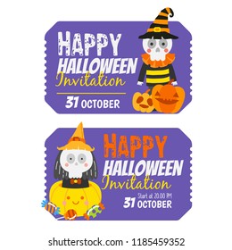 Cute cartoon Halloween Banner.