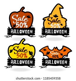 Cute cartoon Halloween Banner.