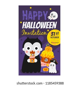 Cute cartoon Halloween Banner.