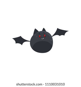 Cute cartoon halloween bat character flying vector Illustration on a white background