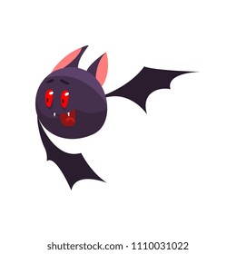 Cute cartoon halloween bat character flying and gesturing vector Illustration on a white background