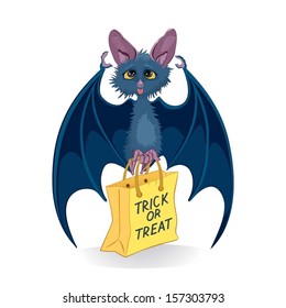  Cute Cartoon Halloween bat  isolated on white background