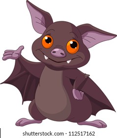 Cute Cartoon Halloween bat presenting