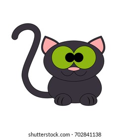 Cute cartoon Halloween cat. Vector illustration. Isolated on white background.