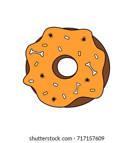 cute cartoon halloween donut vector illustration isolated on white background