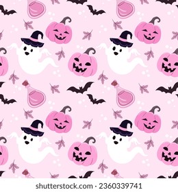 Cute cartoon Halloween element seamless pattern for fabric textile wallpaper.