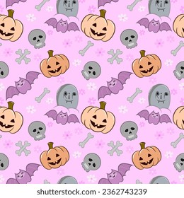 Dibujo lindo de Halloween elemento patrón sin fisuras para papel de tela textil.