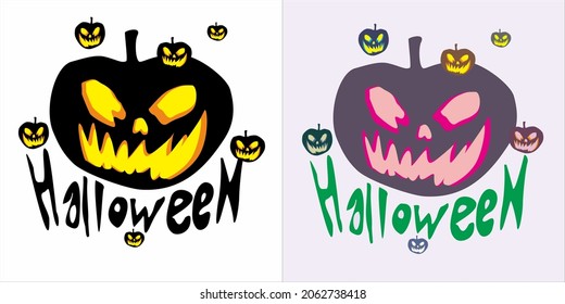 cute cartoon halloween emoticon vector