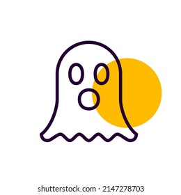 Cute cartoon Halloween ghost. Pixel perfect, editable stroke line icon