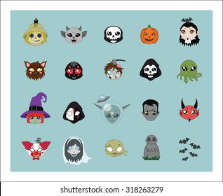 Cute cartoon Halloween icons