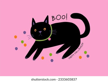 Cute cartoon Halloween prints in doodle style. Vector Halloween party illustrations with awesome characters, pumpkins, stars, spider, bat