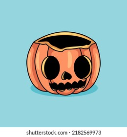 Cute cartoon halloween pumkin bucket vector