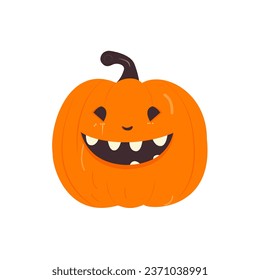 Cute cartoon Halloween, pumpkin. Halloween characters vector in flat style.
