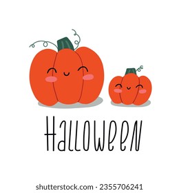 Cute cartoon Halloween pumpkin - vector illustration