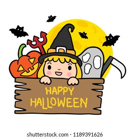 Cute Cartoon Halloween vector.