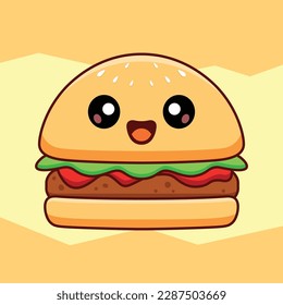 Cute Cartoon Hamburger Kawaii Characters