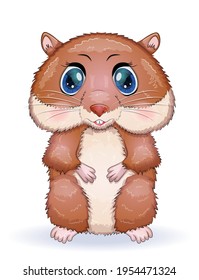 Cute cartoon hamster characters, funny animal isolated character on white