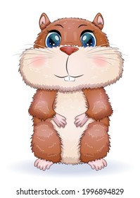 Cute cartoon hamster characters, funny animal isolated character on white