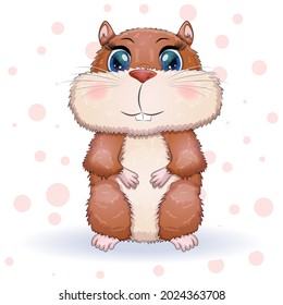 Cute cartoon hamster characters, funny animal, rodent, pet