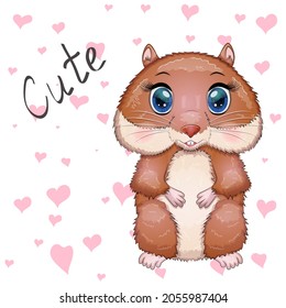 Cute cartoon hamster characters, funny animal, rodent, pet