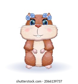 Cute cartoon hamster characters, funny animal isolated character on white