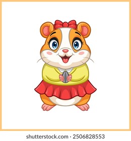 Cute cartoon hamster holding a food