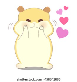 Cute cartoon hamster in love. 