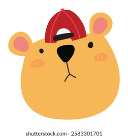 Cute cartoon hamster in a red cap