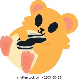 Hermoso hámster de dibujos animados con semilla. Ilustración vectorial aislada en fondo blanco. Elemento de diseño para el diseño de diversos folletos y carteles.