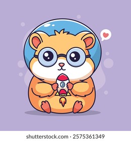 Cute cartoon hamster in space. Vector illustration for your design