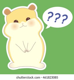 Cute cartoon hamster. Sticker with animal for kids. Vector illustration