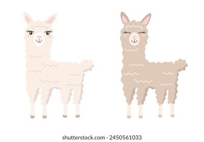 Cute cartoon hand draw lama, alpaca. Character for the logo, mascot, design.