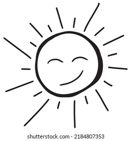 Cute Cartoon Hand Drawing Sun Smile Stock Vector (Royalty Free ...