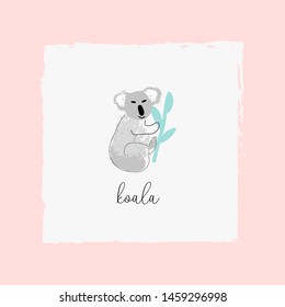 cute cartoon hand drawn childish koala animal illustration