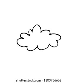 Cute cartoon hand drawn cloud icon. Sweet vector black and white cloud icon. Isolated monochrome doodle cloud icon on white background.