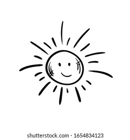 black and white cute sun clipart