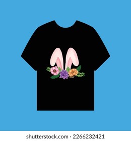 cute cartoon hand drawn ears bunny design tshirt