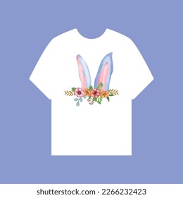 cute cartoon hand drawn ears bunny design tshirt